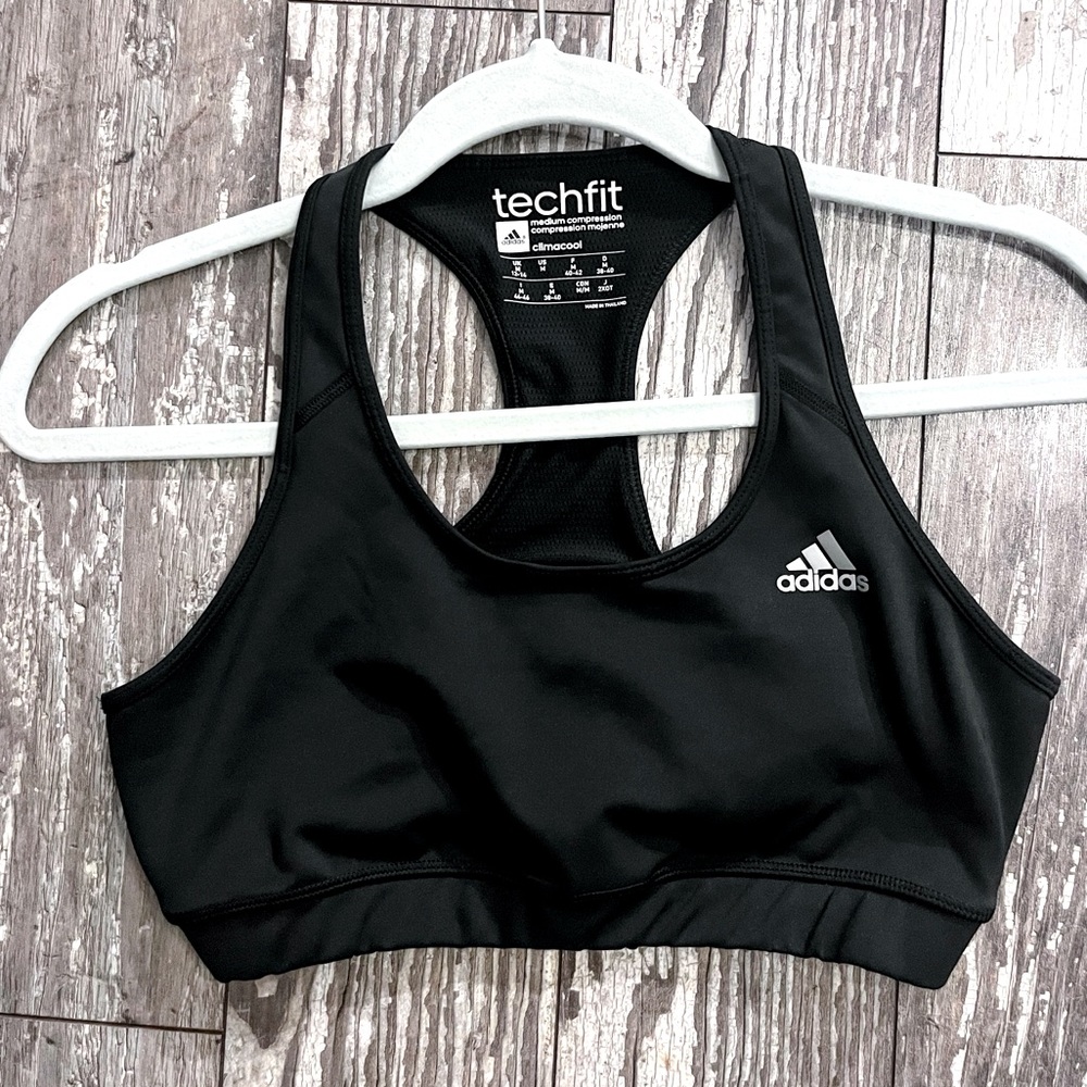 - Adidas Black Sports Bra Techfit Climacontrol Size M